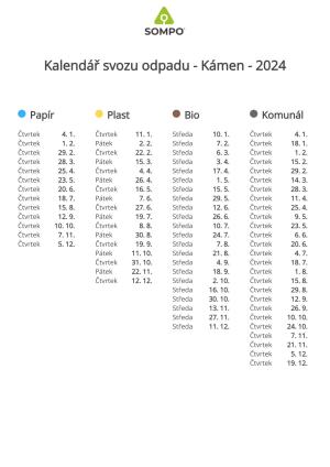 Svoz odpadu SOMPO v roce 2024